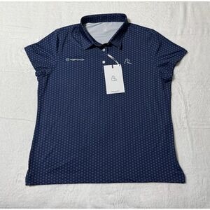 NWT Rhoback Womens Shirt XL Navy Blue Golf Polo Performance Stretch Higginbotham